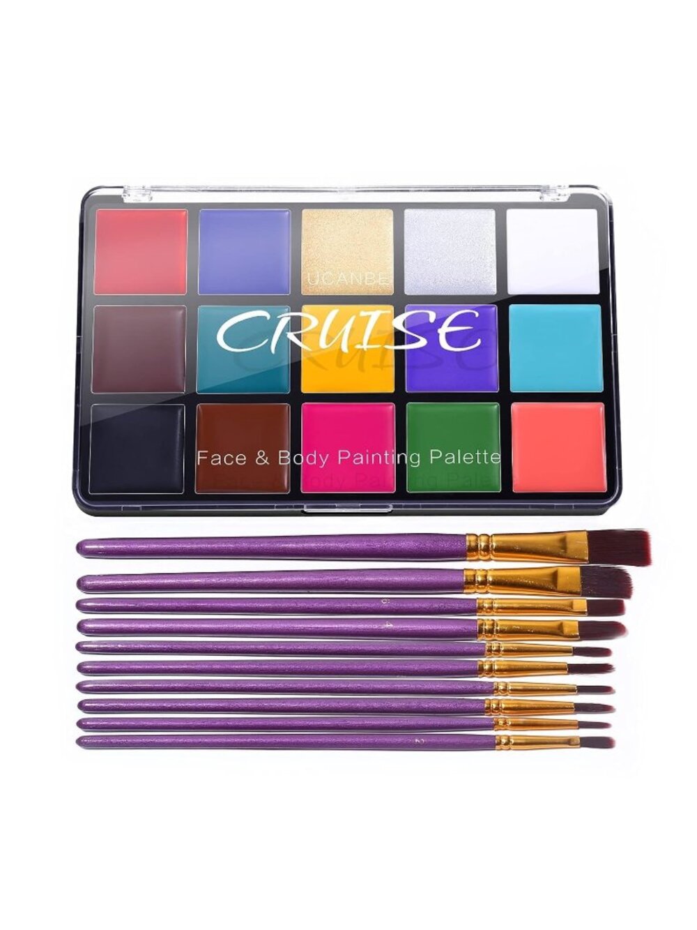 Women's Classic Face Body 10 Pcs Brushes Set Paint Oil Palette Makeup Kit